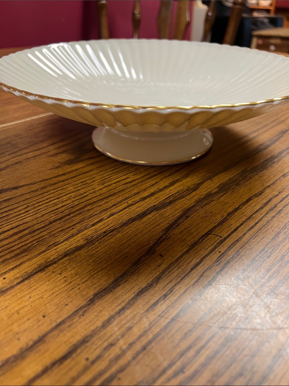 Lenox Ivory Ceramic Pedestal Bowl with Gold Rim
